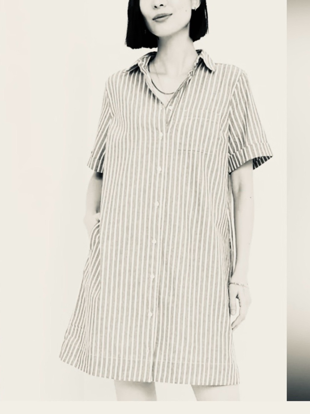 Old Navy Striped Cotton Shirt Dress with Pockets M